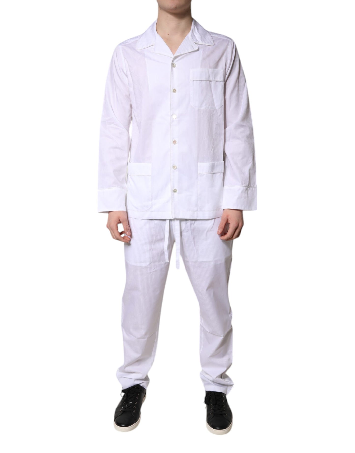 Pijama de camisa y pantalón de algodón blanco Dolce & Gabbana Ropa de dormir