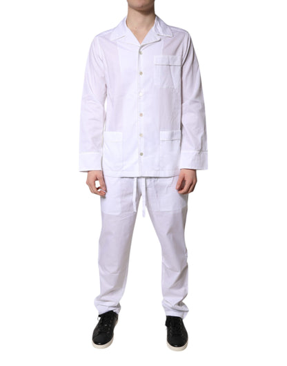 Pijama de camisa y pantalón de algodón blanco Dolce & Gabbana Ropa de dormir