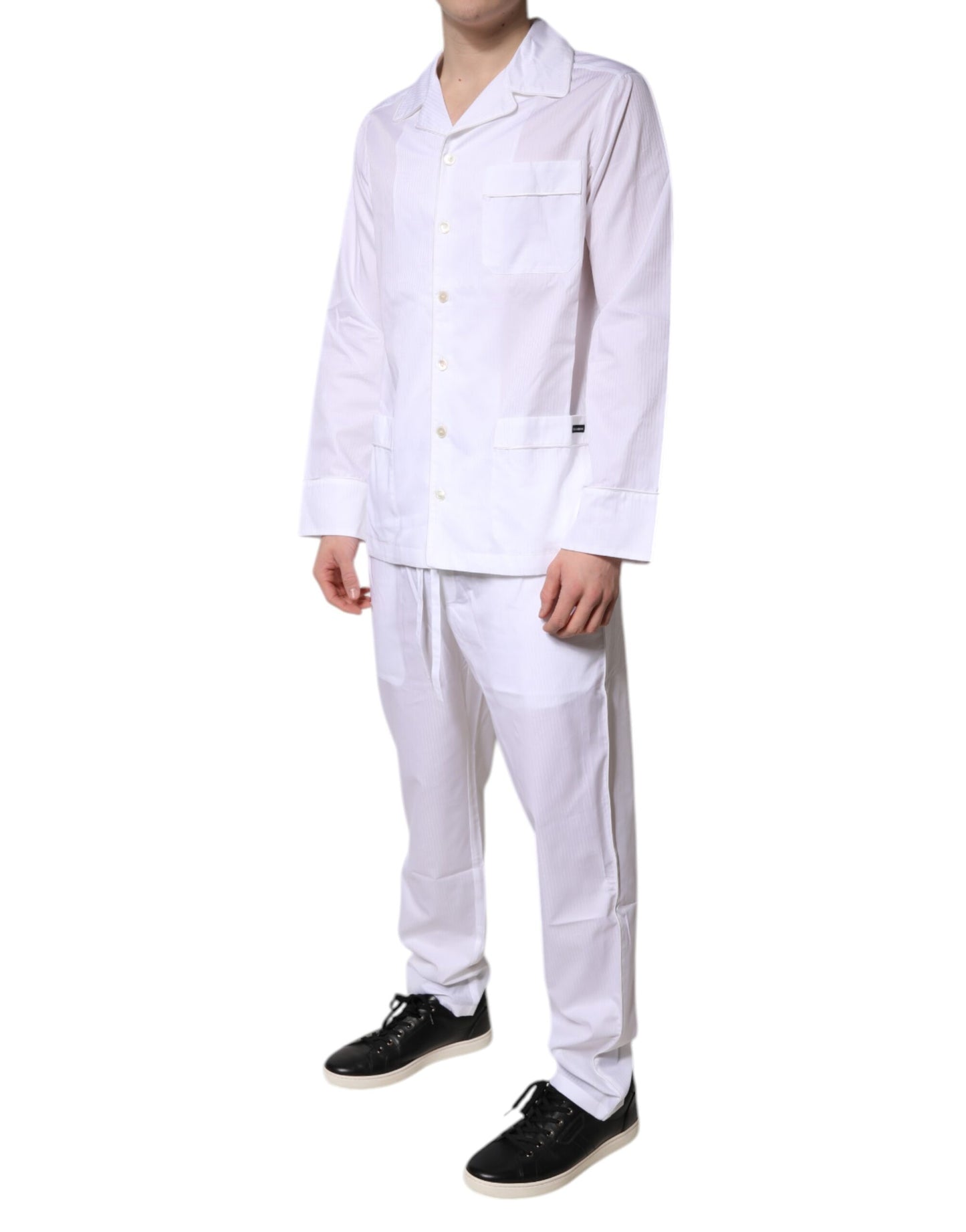 Pijama de camisa y pantalón de algodón blanco Dolce & Gabbana Ropa de dormir