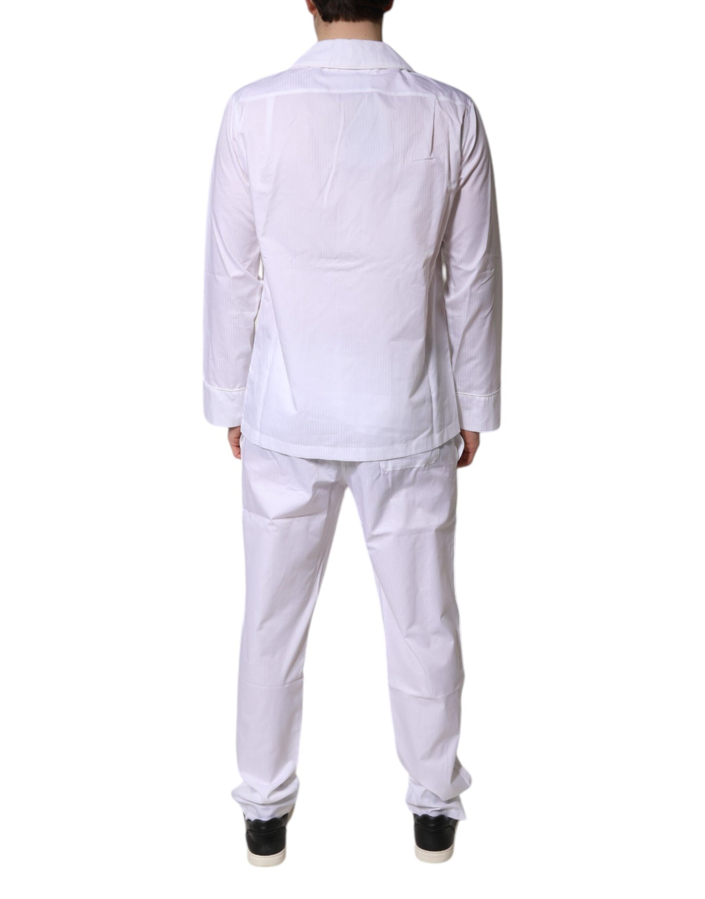Pijama de camisa y pantalón de algodón blanco Dolce & Gabbana Ropa de dormir