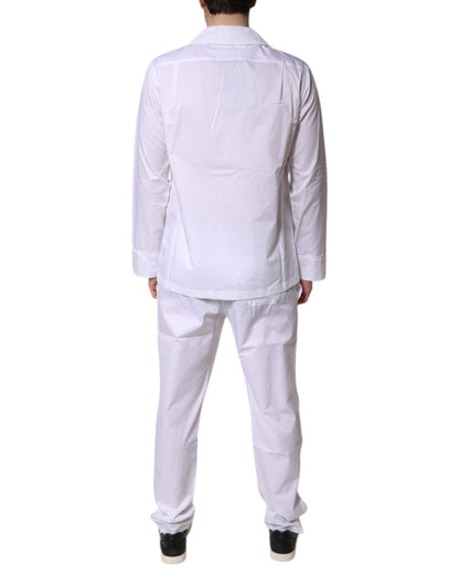 Pijama de camisa y pantalón de algodón blanco Dolce & Gabbana Ropa de dormir