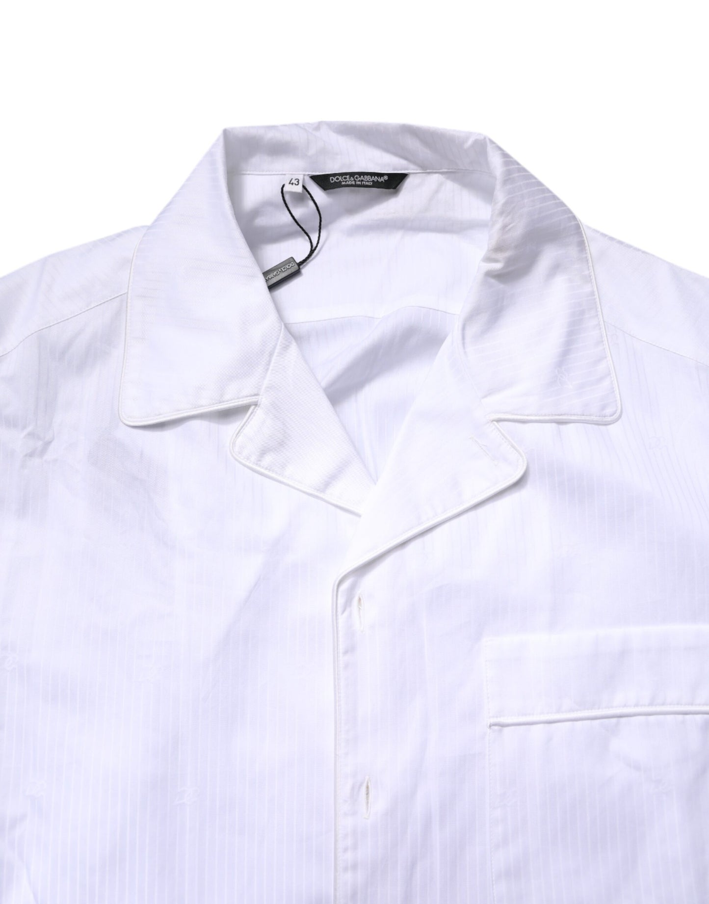 Pijama de camisa y pantalón de algodón blanco Dolce & Gabbana Ropa de dormir