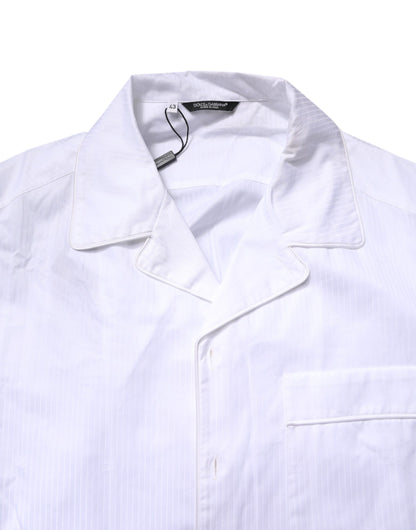 Pijama de camisa y pantalón de algodón blanco Dolce & Gabbana Ropa de dormir