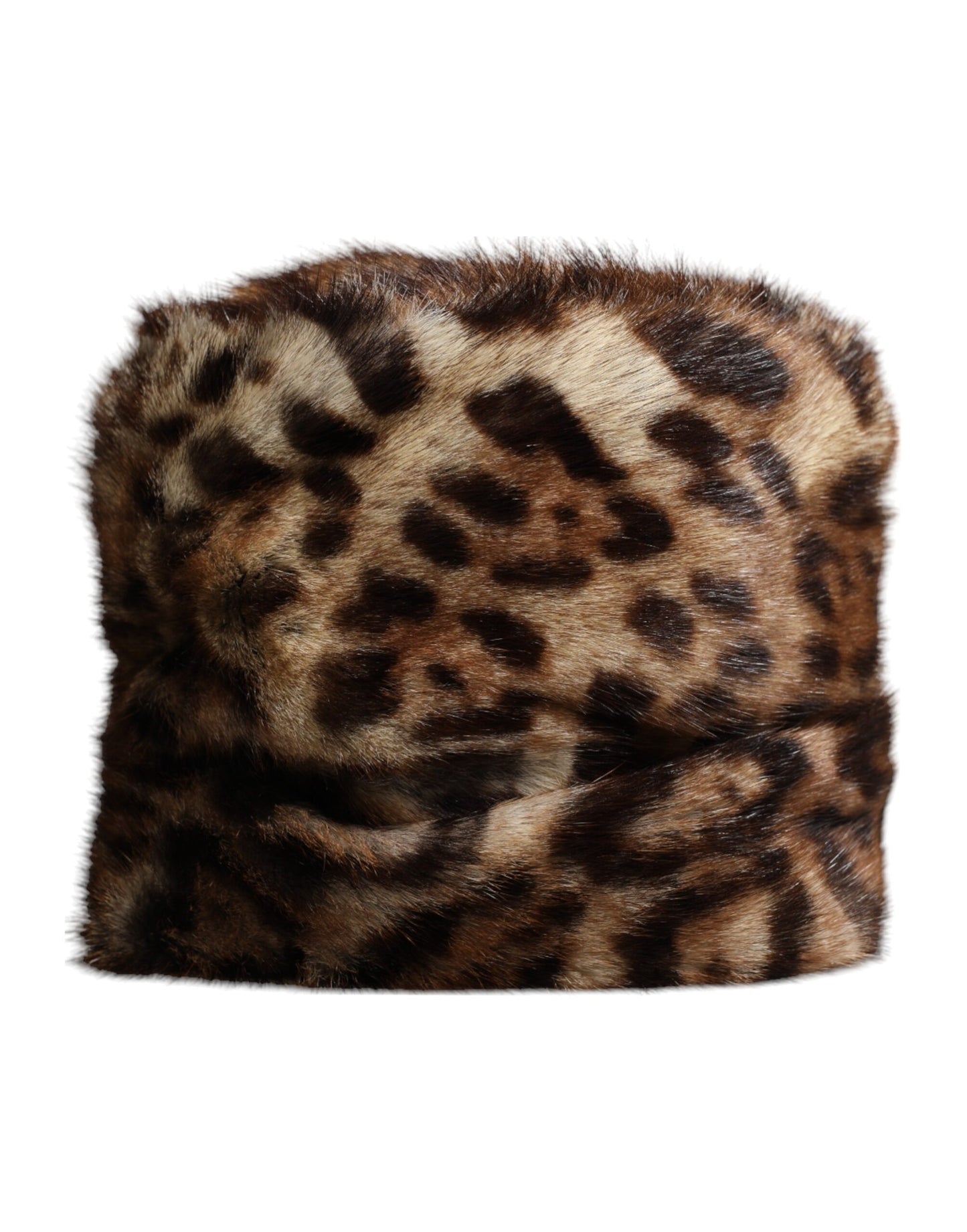 Gorro tipo pescador de mujer Dolce & Gabbana de piel sintética marrón con estampado de leopardo