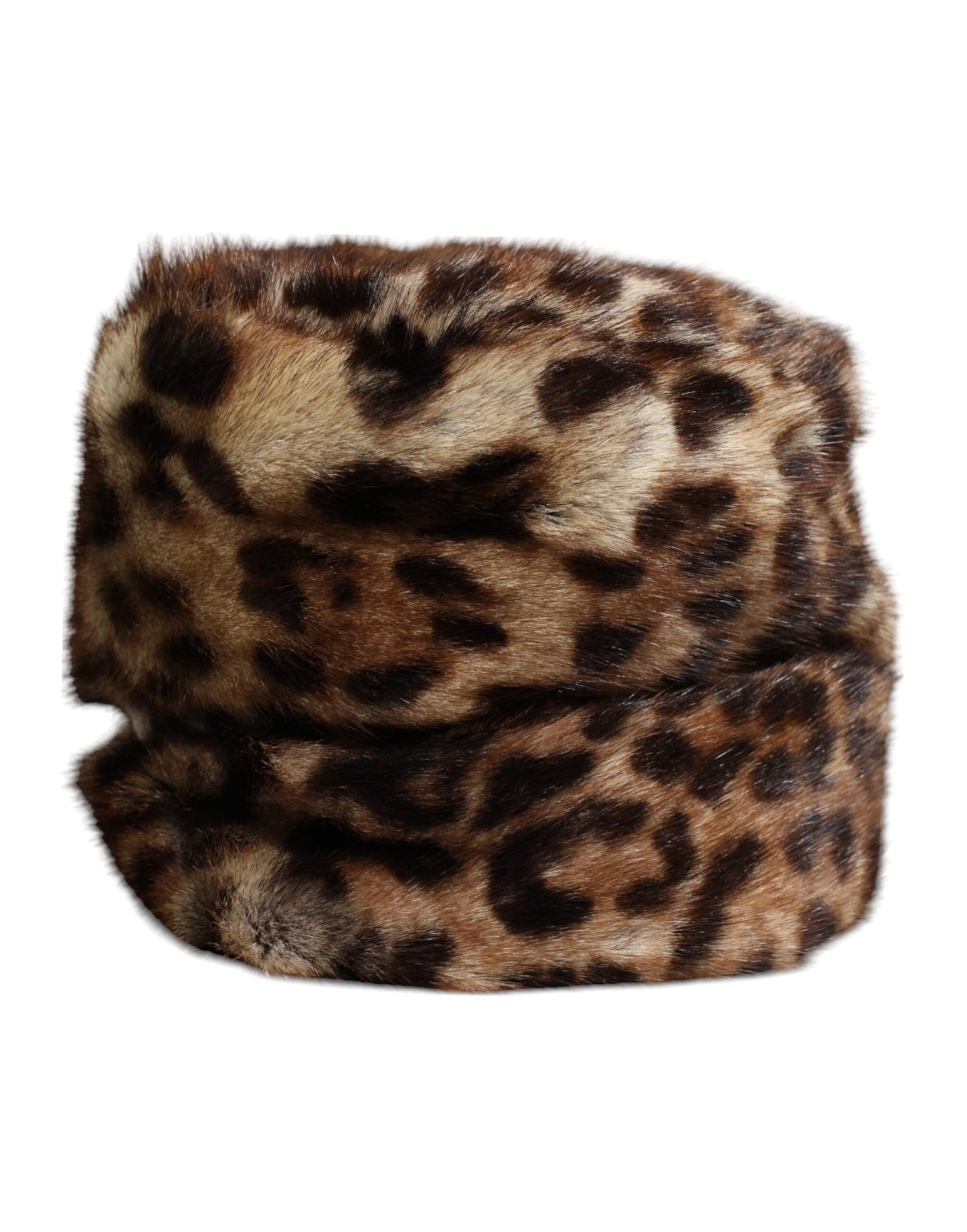 Gorro tipo pescador de mujer Dolce & Gabbana de piel sintética marrón con estampado de leopardo