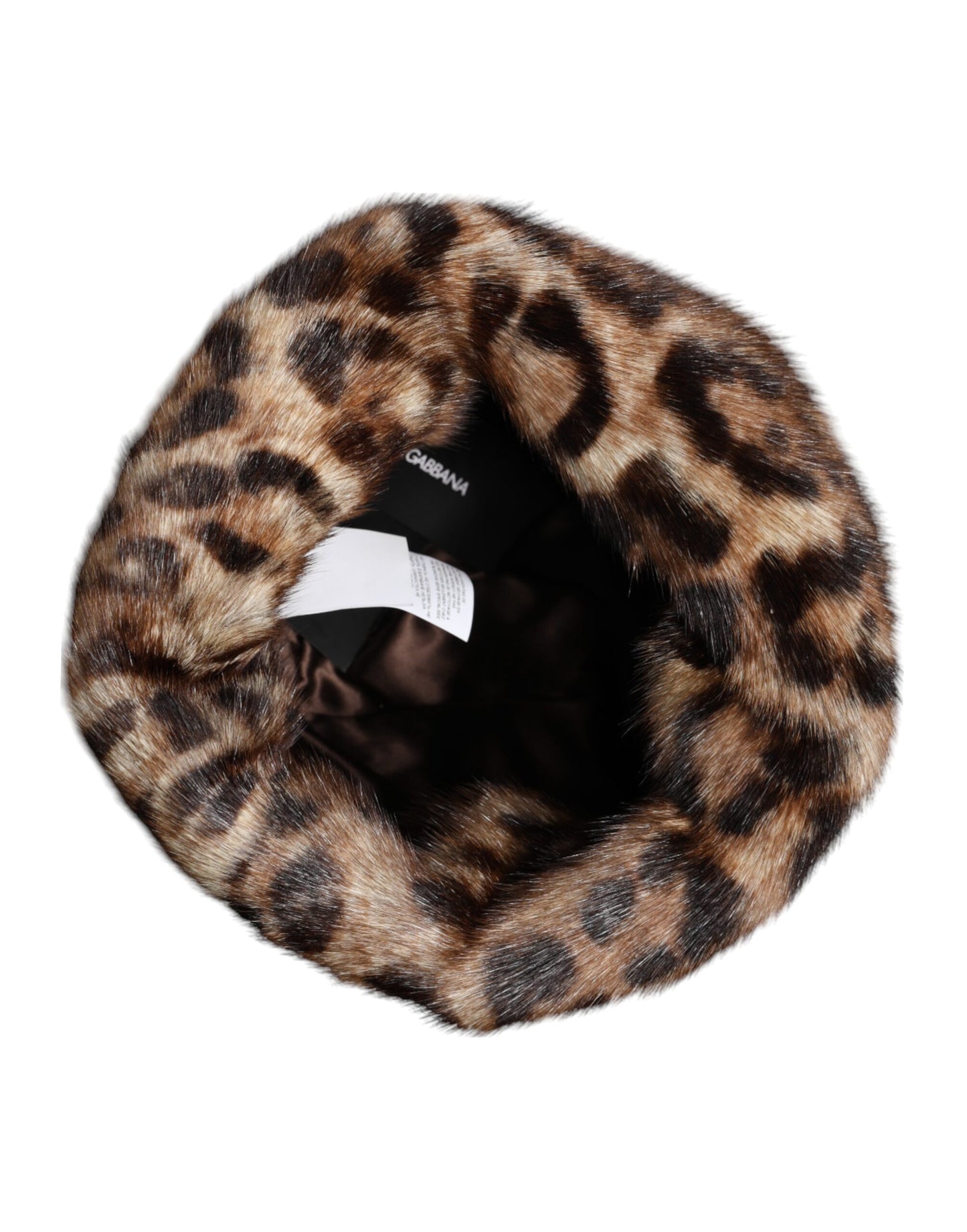 Gorro tipo pescador de mujer Dolce & Gabbana de piel sintética marrón con estampado de leopardo