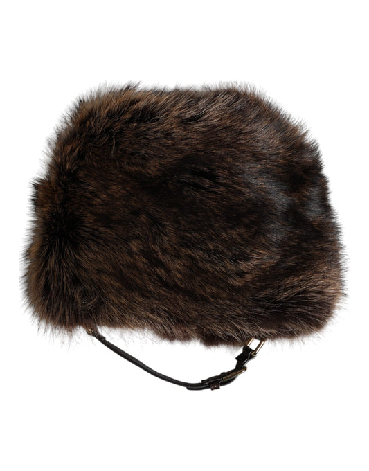 Gorro tipo pescador de piel marrón Dolce & Gabbana para mujer