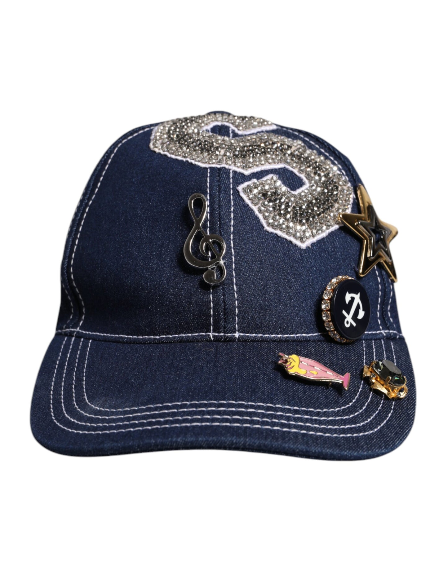 Gorra de Béisbol Dolce & Gabbana con Adornos de Cristal Azul