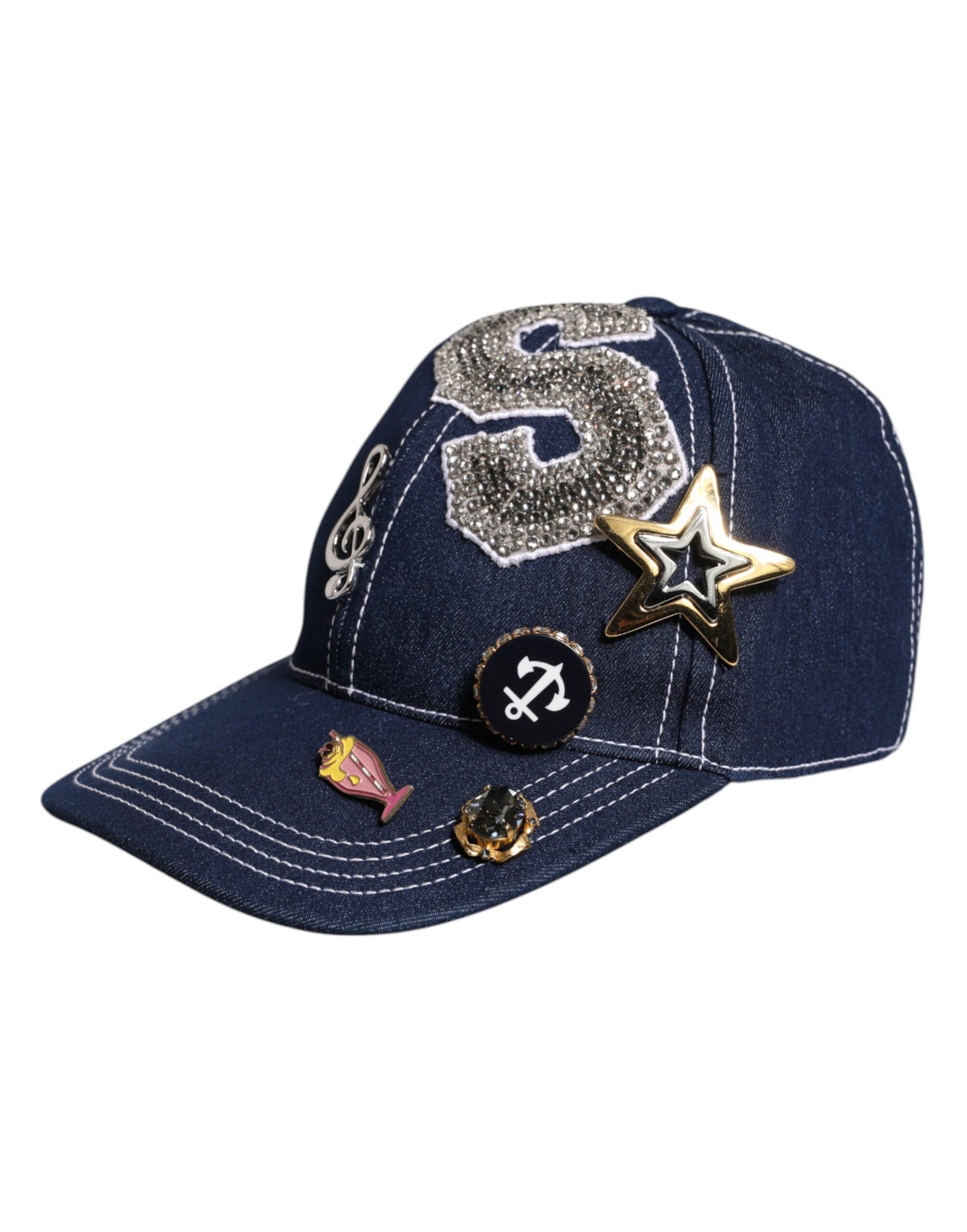 Gorra de Béisbol Dolce & Gabbana con Adornos de Cristal Azul
