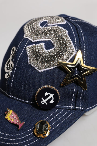 Gorra de Béisbol Dolce & Gabbana con Adornos de Cristal Azul