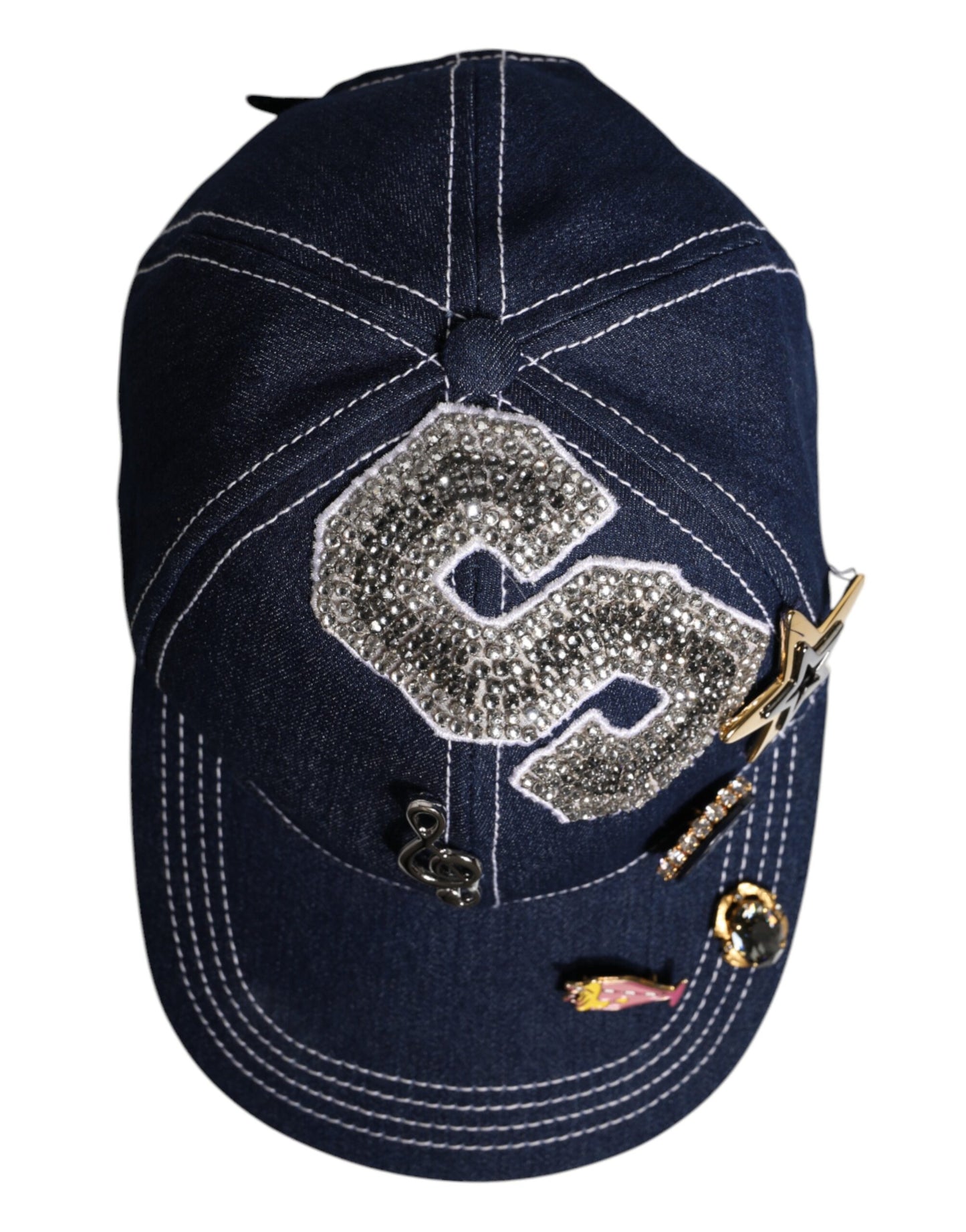 Gorra de Béisbol Dolce & Gabbana con Adornos de Cristal Azul