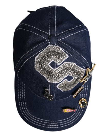 Gorra de Béisbol Dolce & Gabbana con Adornos de Cristal Azul