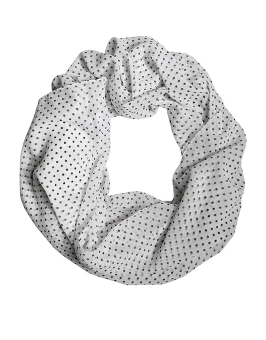 Dolce & Gabbana Chal tipo pañuelo envolvente de poliéster blanco con lunares