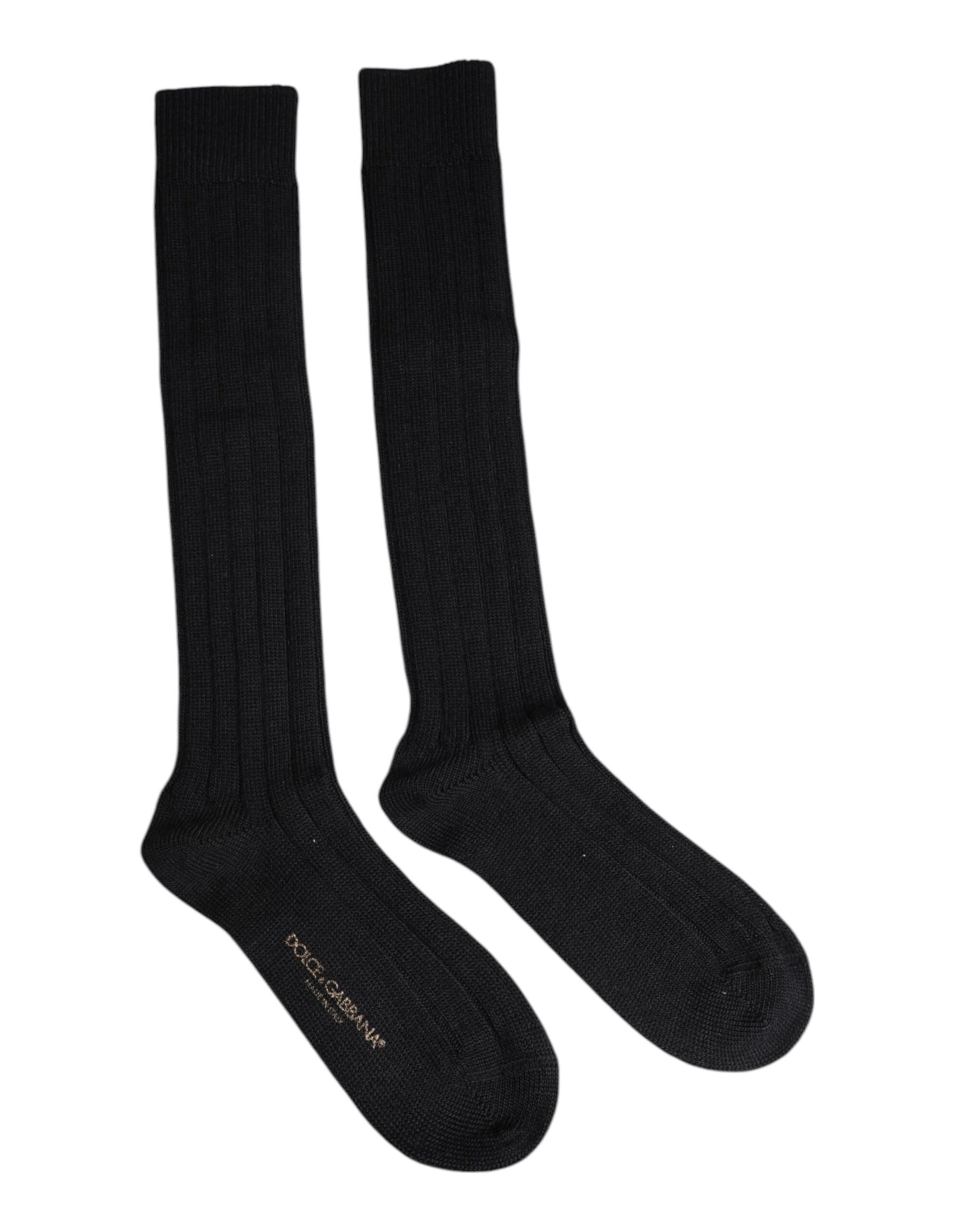 Calcetines por encima de la pantorrilla negros Dolce & Gabbana con estampado del logo DG