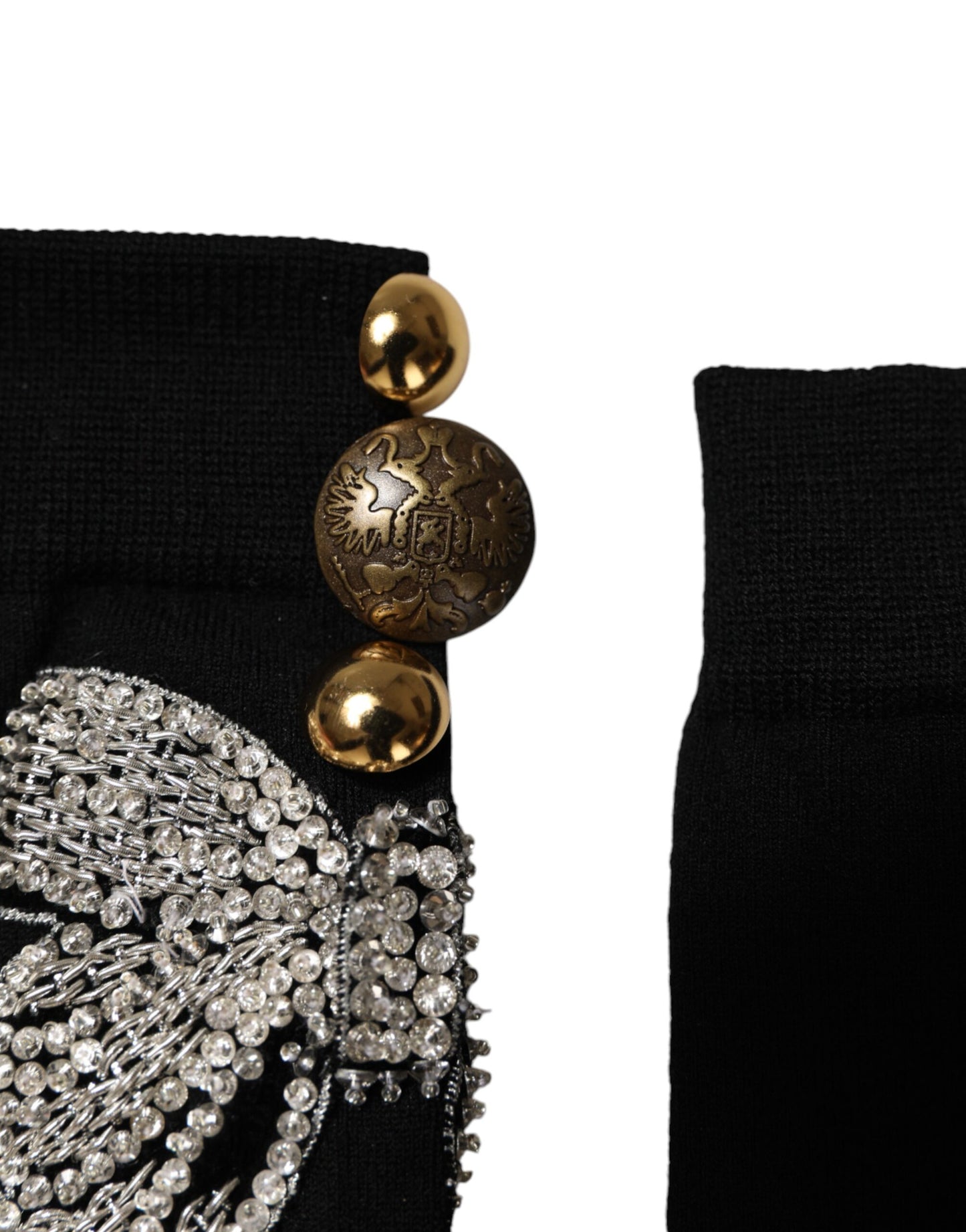 Calcetines Dolce & Gabbana negros de punto con adorno floral de cristal