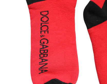 Calcetines Dolce & Gabbana de algodón elástico rojo estampados