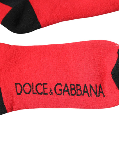 Calcetines Dolce & Gabbana de algodón elástico rojo estampados