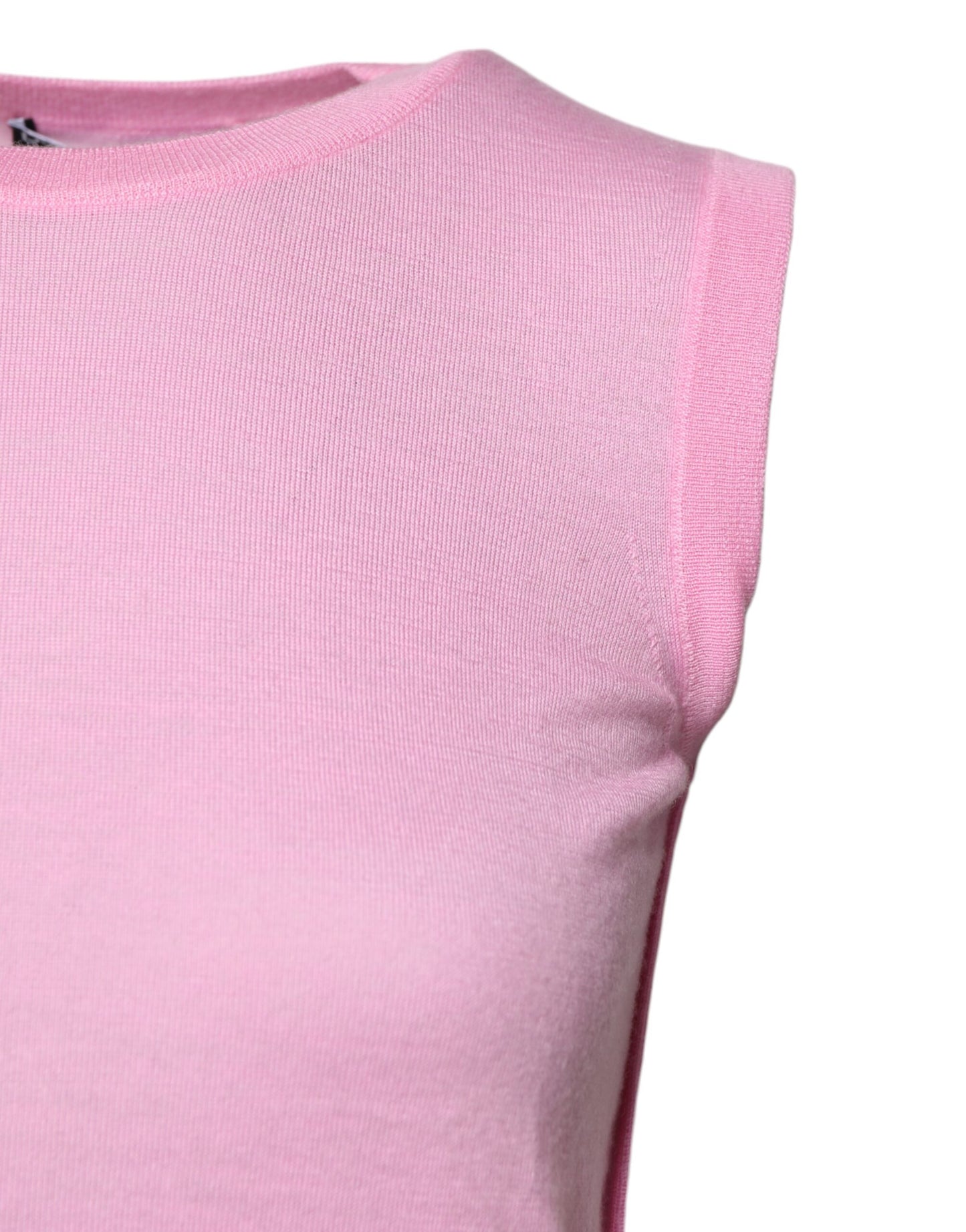 Top sin mangas de cachemira rosa con cuello redondo de Dolce & Gabbana
