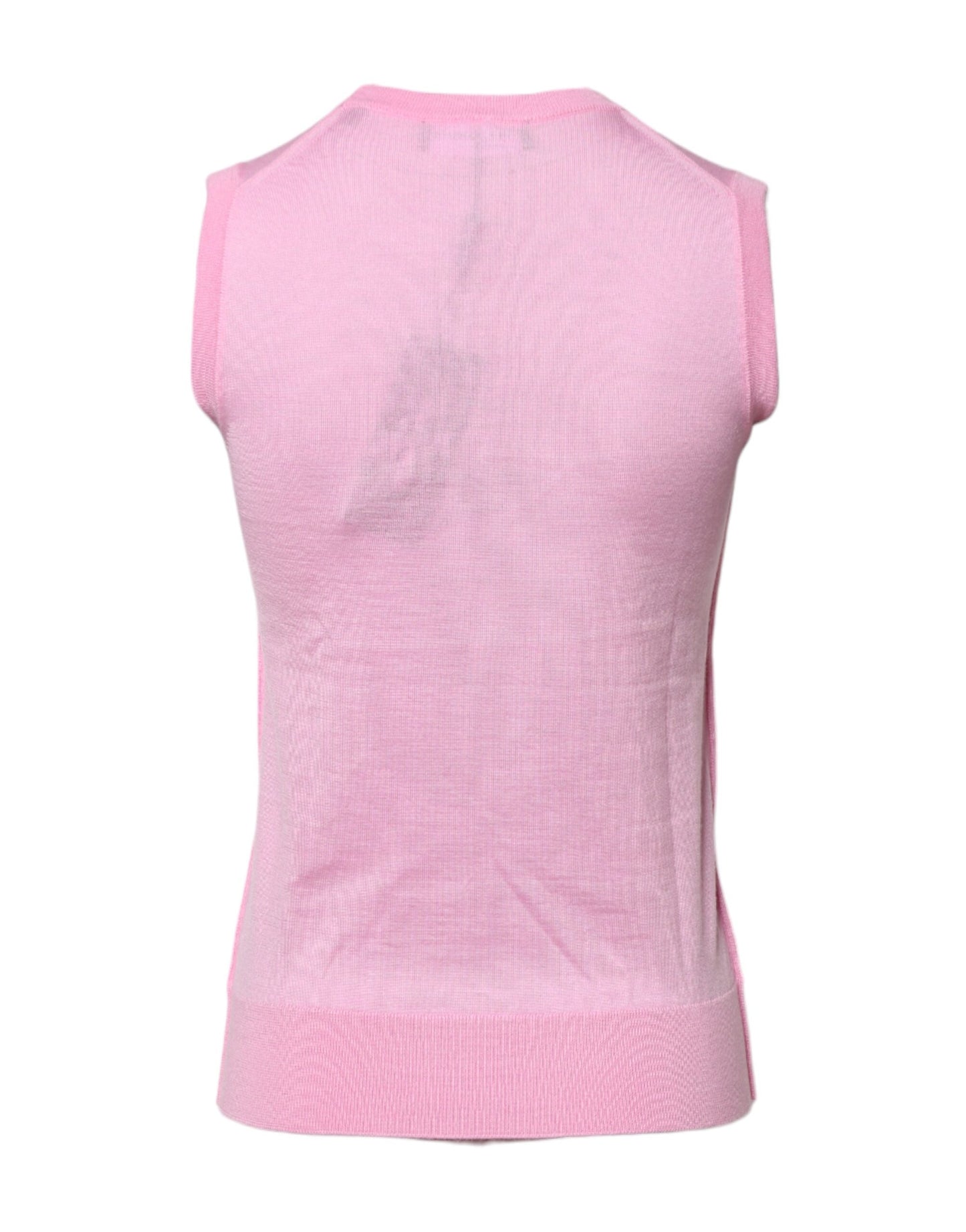 Top sin mangas de cachemira rosa con cuello redondo de Dolce & Gabbana