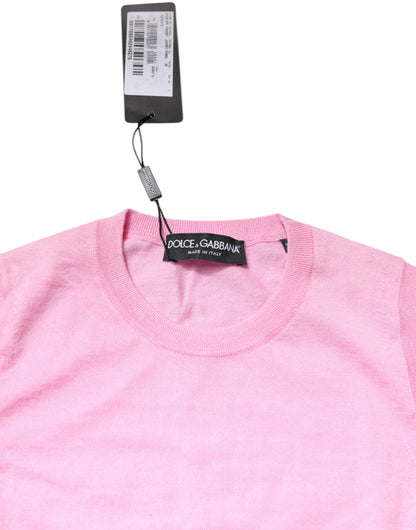 Top sin mangas de cachemira rosa con cuello redondo de Dolce & Gabbana