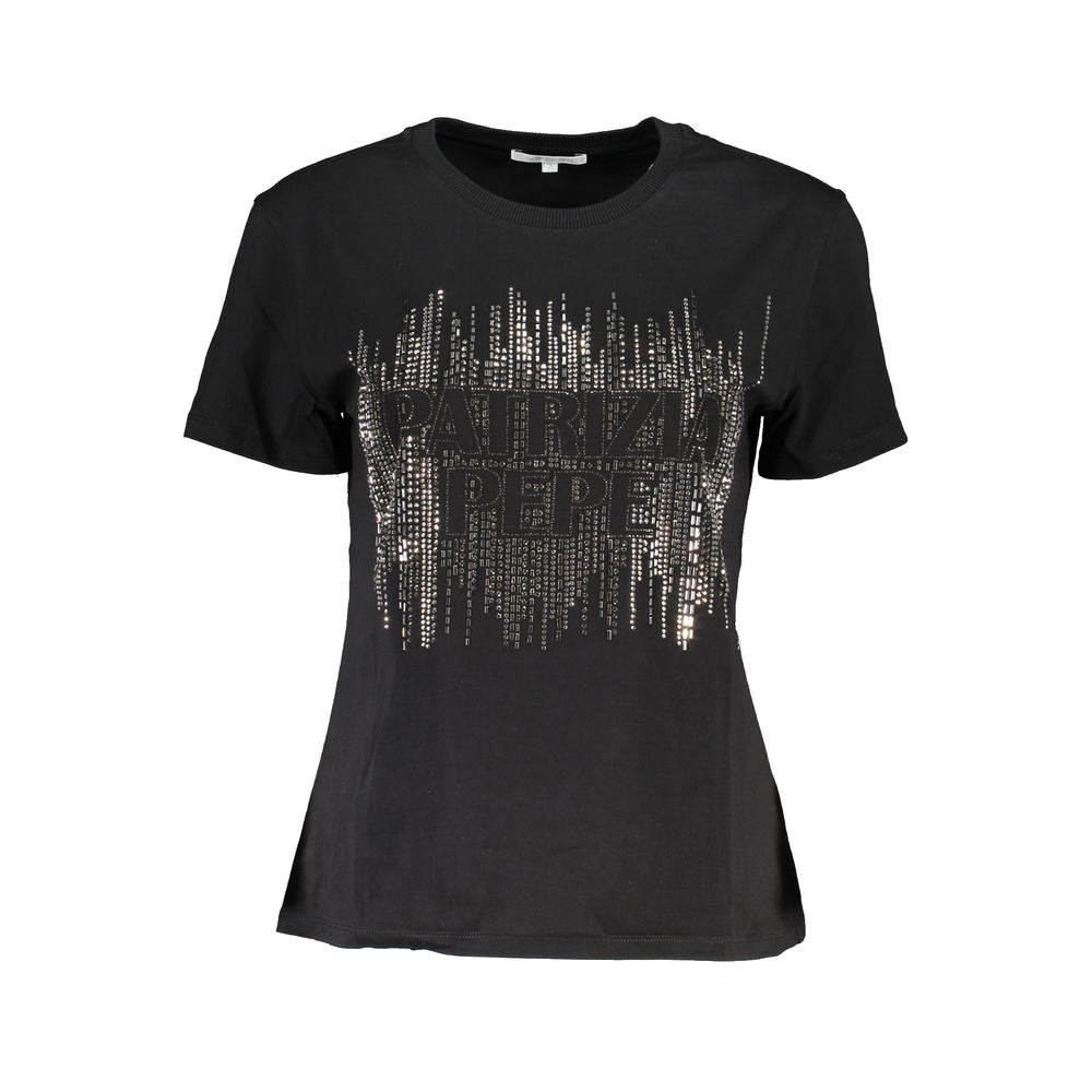 Patrizia Pepe Camiseta Negra de Algodón para Mujer