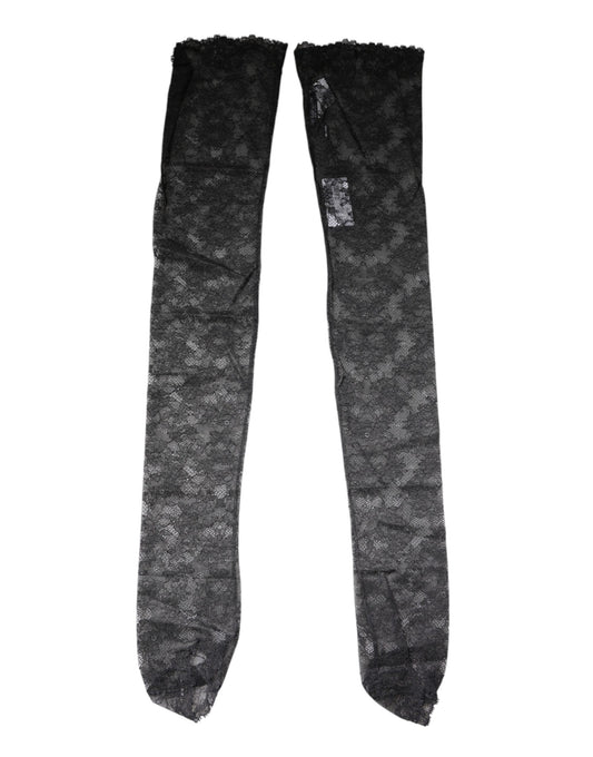 Calcetines Dolce & Gabbana de encaje floral negro de algodón elástico