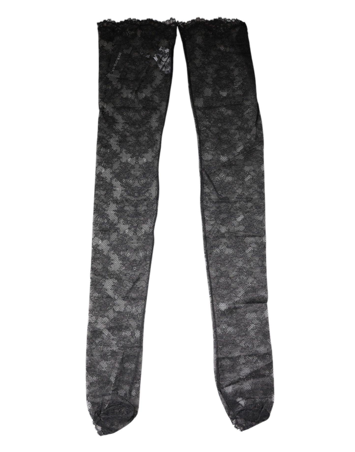 Calcetines Dolce & Gabbana de encaje floral negro de algodón elástico