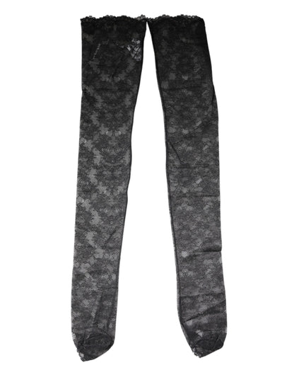 Calcetines Dolce & Gabbana de encaje floral negro de algodón elástico
