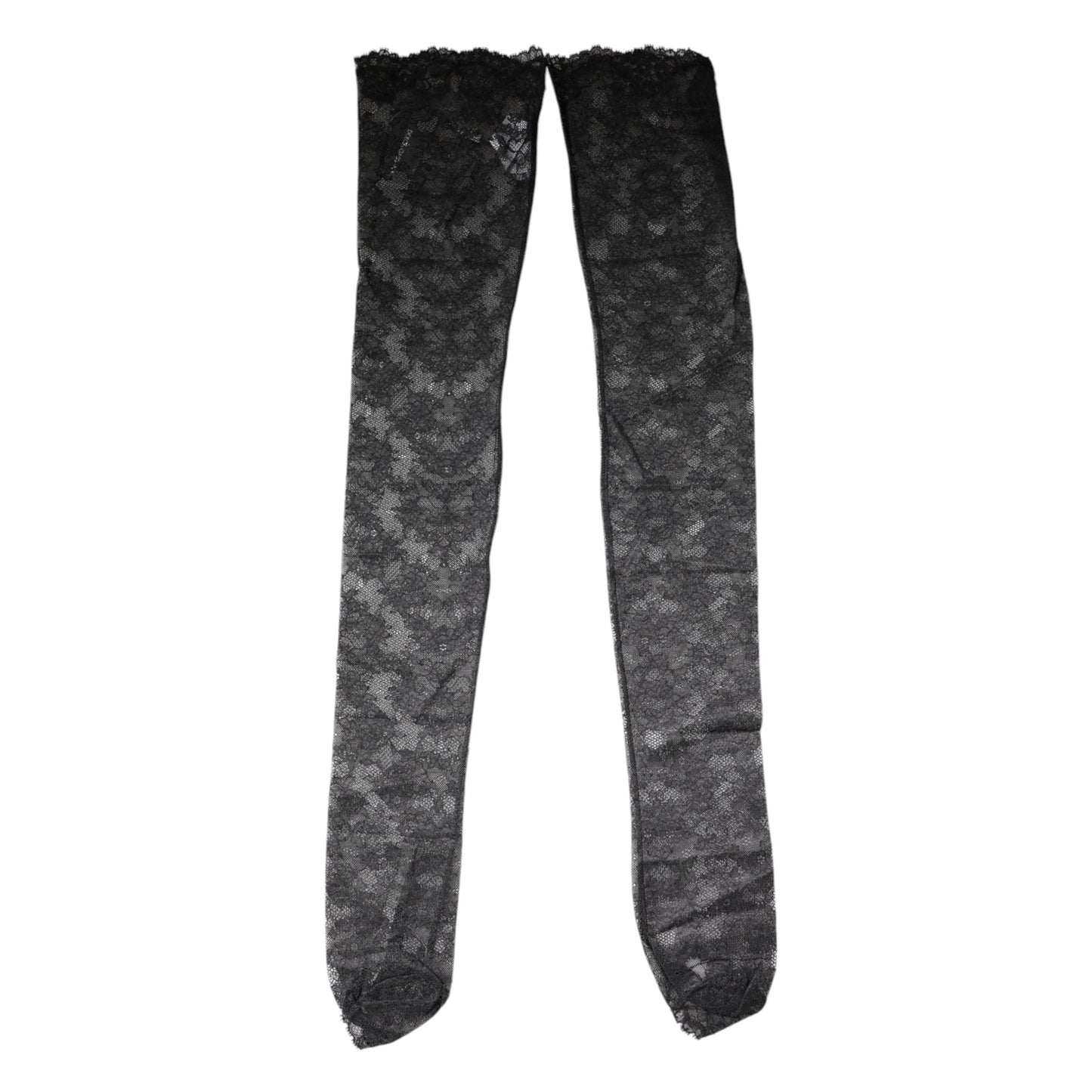 Calcetines Dolce & Gabbana de encaje floral negro de algodón elástico