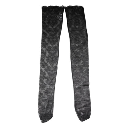Calcetines Dolce & Gabbana de encaje floral negro de algodón elástico