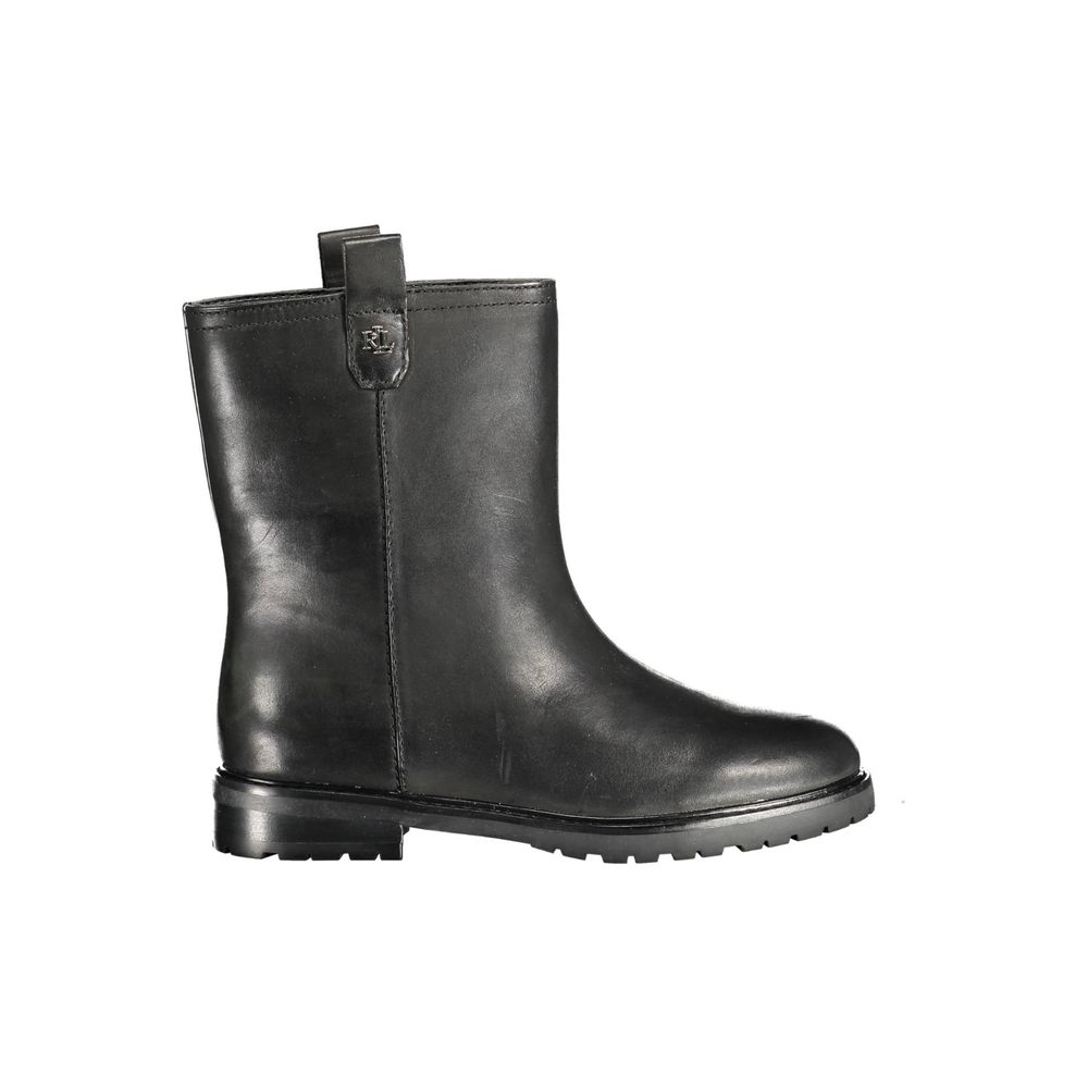 Botín de tobillo de cuero negro Ralph Lauren para mujer