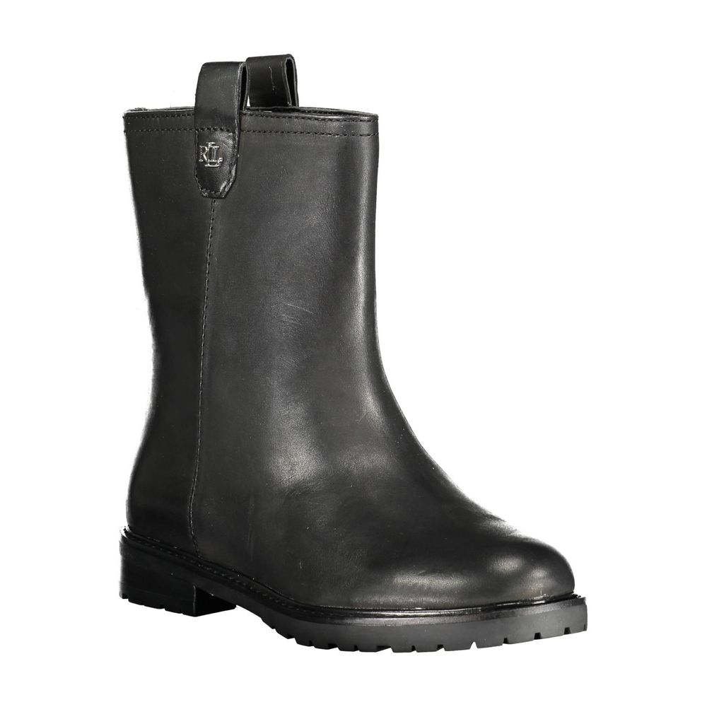 Botín de tobillo de cuero negro Ralph Lauren para mujer