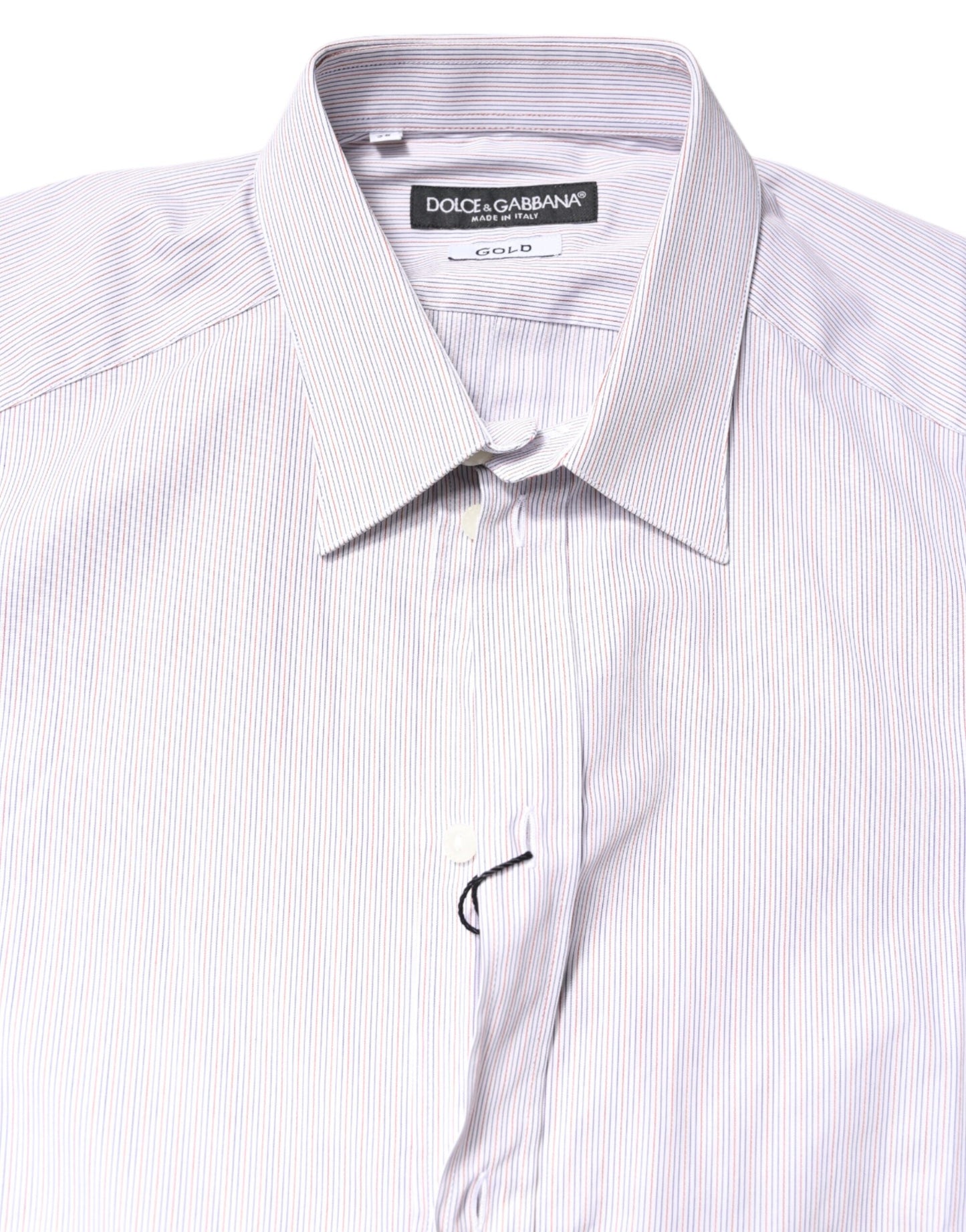 Camisa de algodón a rayas blancas de manga larga GOLD de Dolce & Gabbana