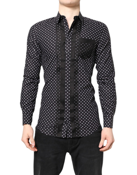 Camisa formal dorada de manga larga con lunares negros Dolce & Gabbana