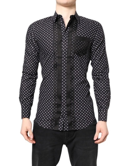 Camisa formal dorada de manga larga con lunares negros Dolce & Gabbana