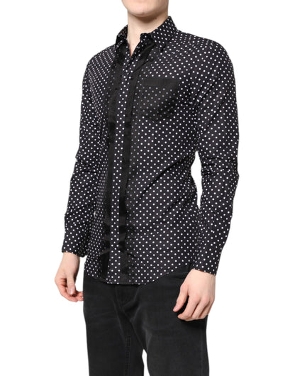 Camisa formal dorada de manga larga con lunares negros Dolce & Gabbana