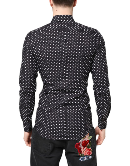 Camisa formal dorada de manga larga con lunares negros Dolce & Gabbana