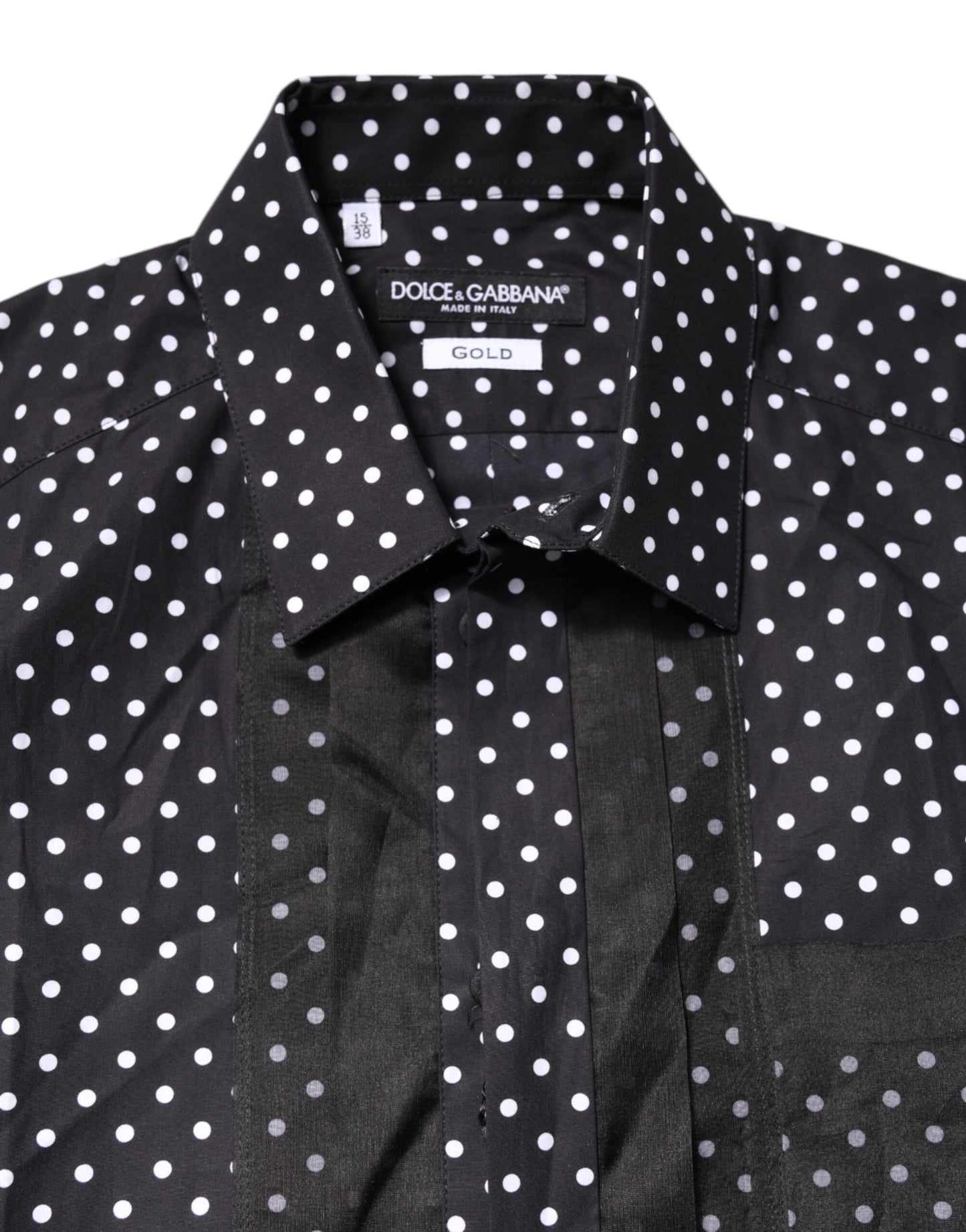 Camisa formal dorada de manga larga con lunares negros Dolce & Gabbana