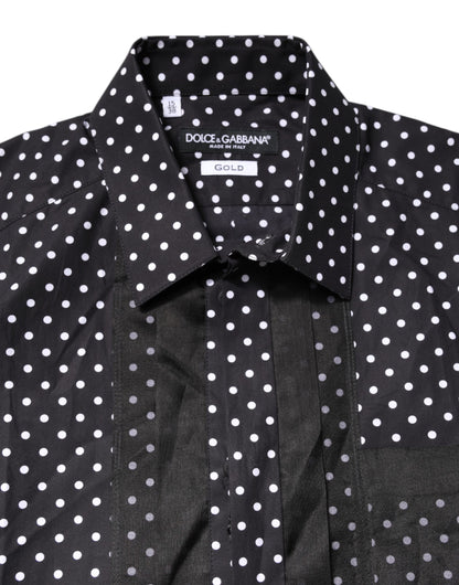 Camisa formal dorada de manga larga con lunares negros Dolce & Gabbana
