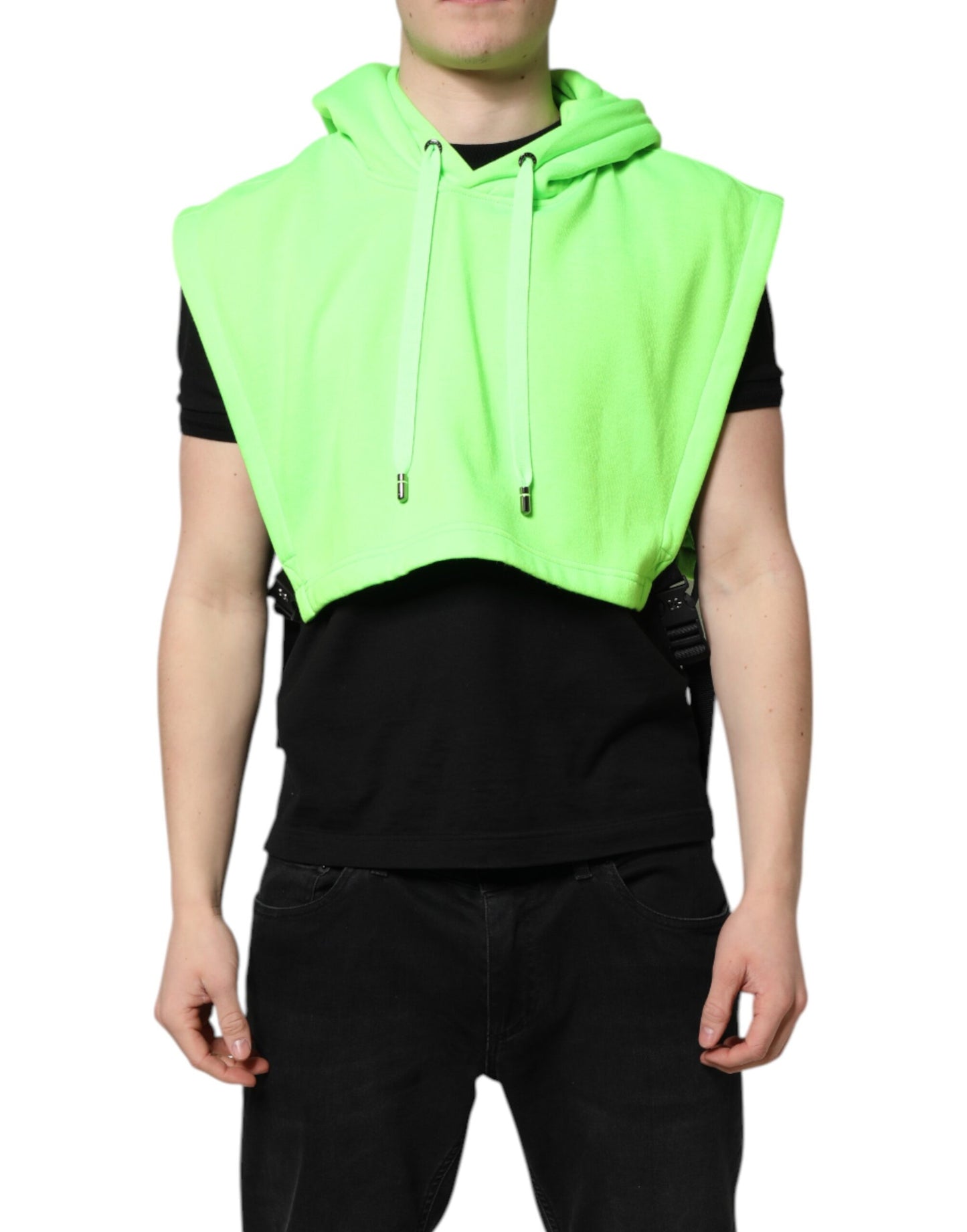 Chaleco deportivo con capucha de poliéster verde de Dolce & Gabbana