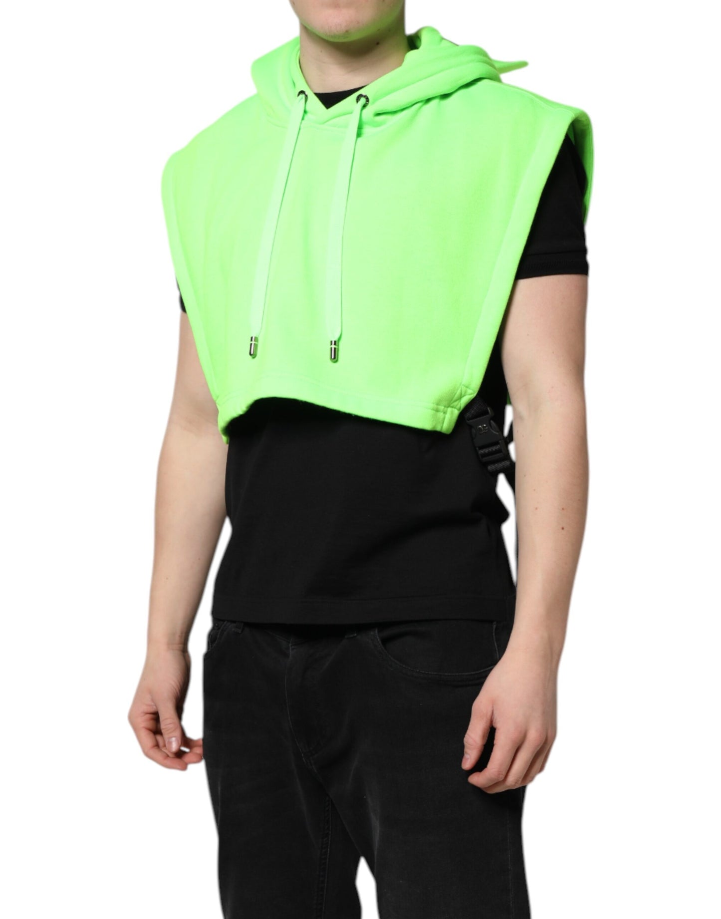 Chaleco deportivo con capucha de poliéster verde de Dolce & Gabbana