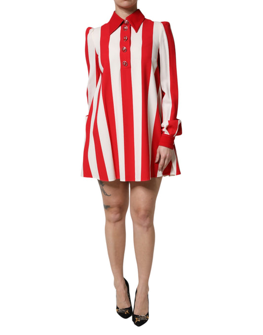 Minivestido de manga larga de rayas rojas y blancas de Dolce & Gabbana
