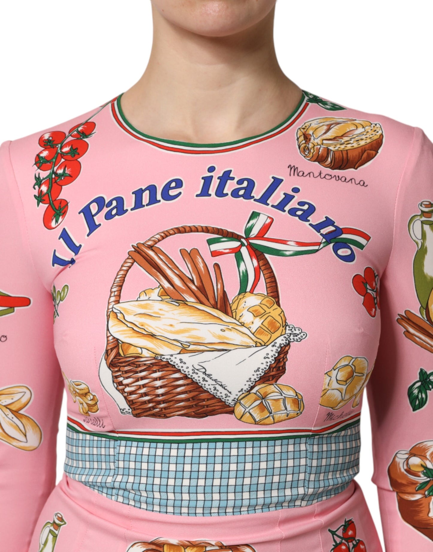 Vestido Tubo Midi Ajustado Estampado de Repostería Rosa de Dolce & Gabbana