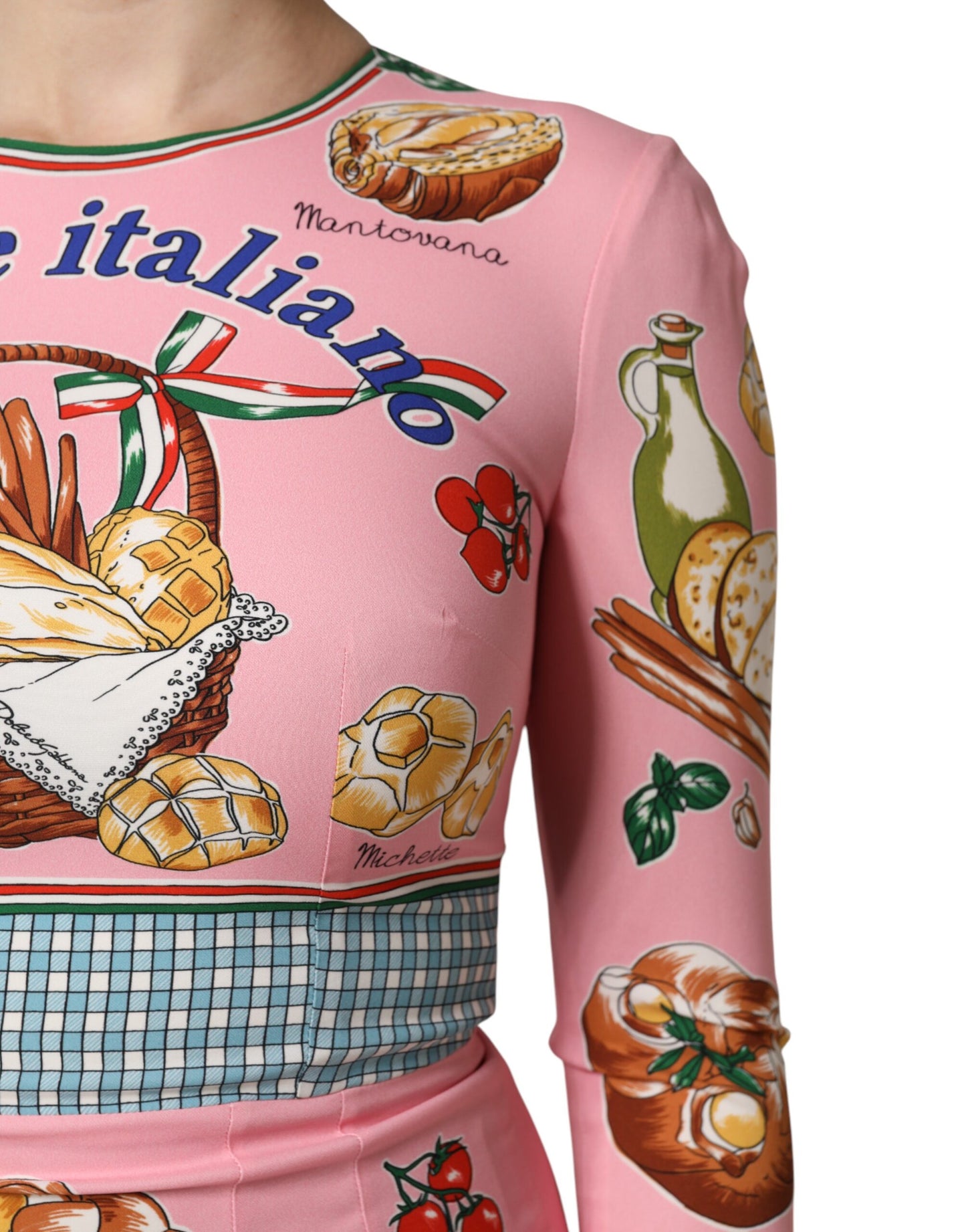 Vestido Tubo Midi Ajustado Estampado de Repostería Rosa de Dolce & Gabbana