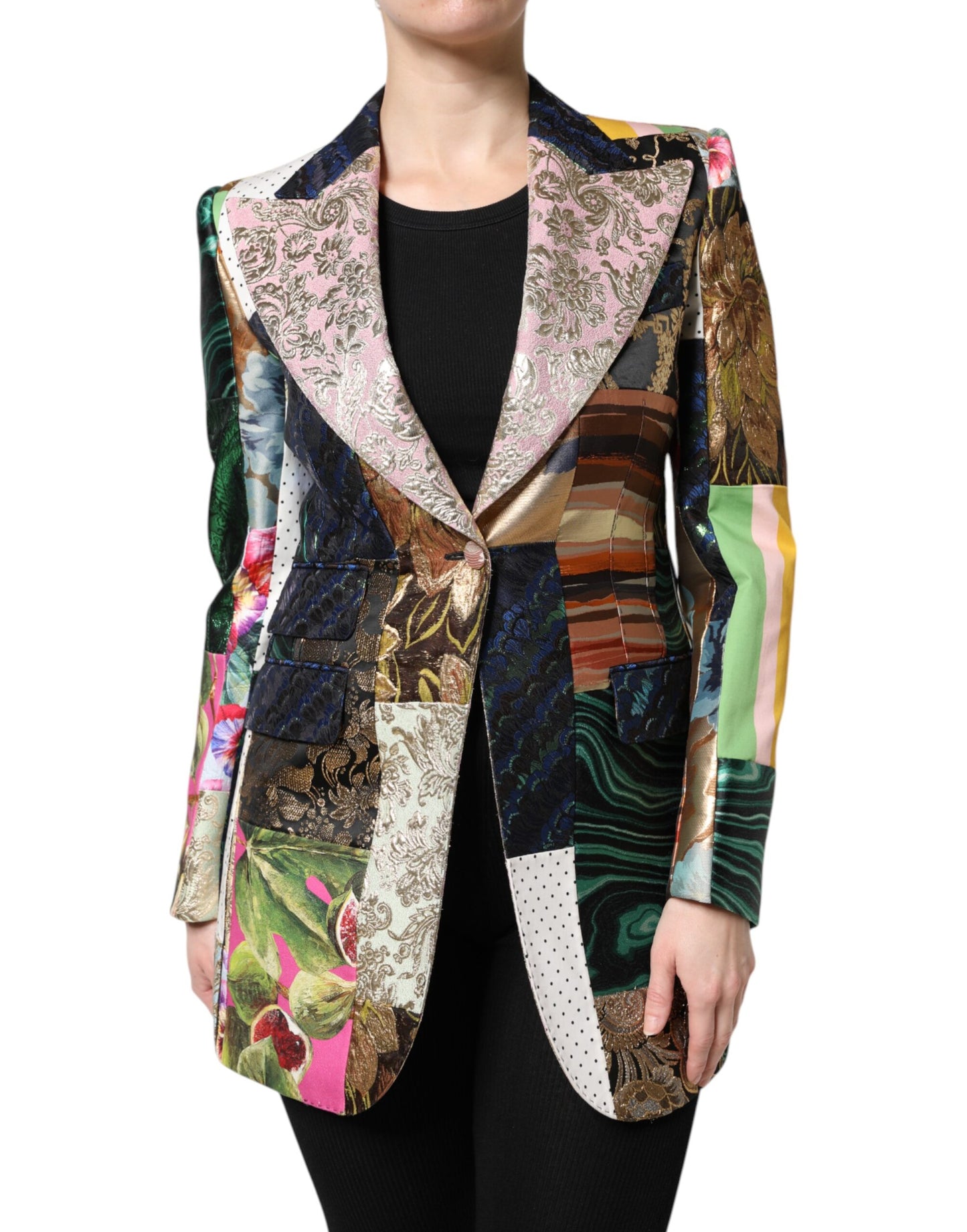 Chaqueta de jacquard con patchwork floral multicolor de Dolce & Gabbana