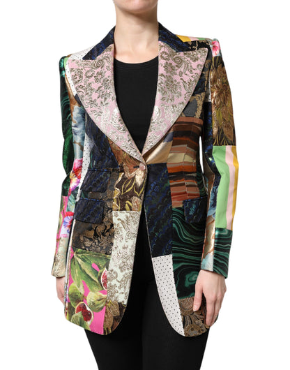 Chaqueta de jacquard con patchwork floral multicolor de Dolce & Gabbana