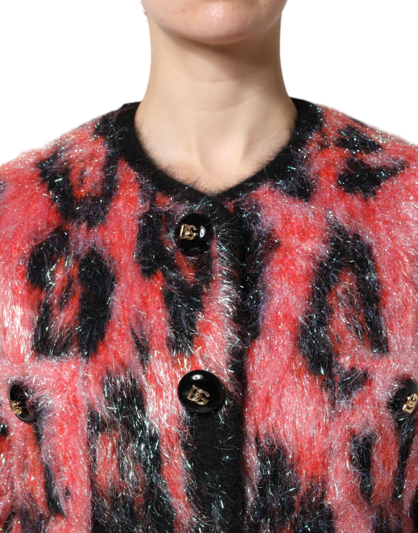 Cárdigan de punto con botones de mohair y lana rojo de Dolce & Gabbana