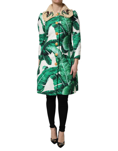 Chaqueta Trench de Dolce & Gabbana Multicolor con Estampado de Hojas y Adornos