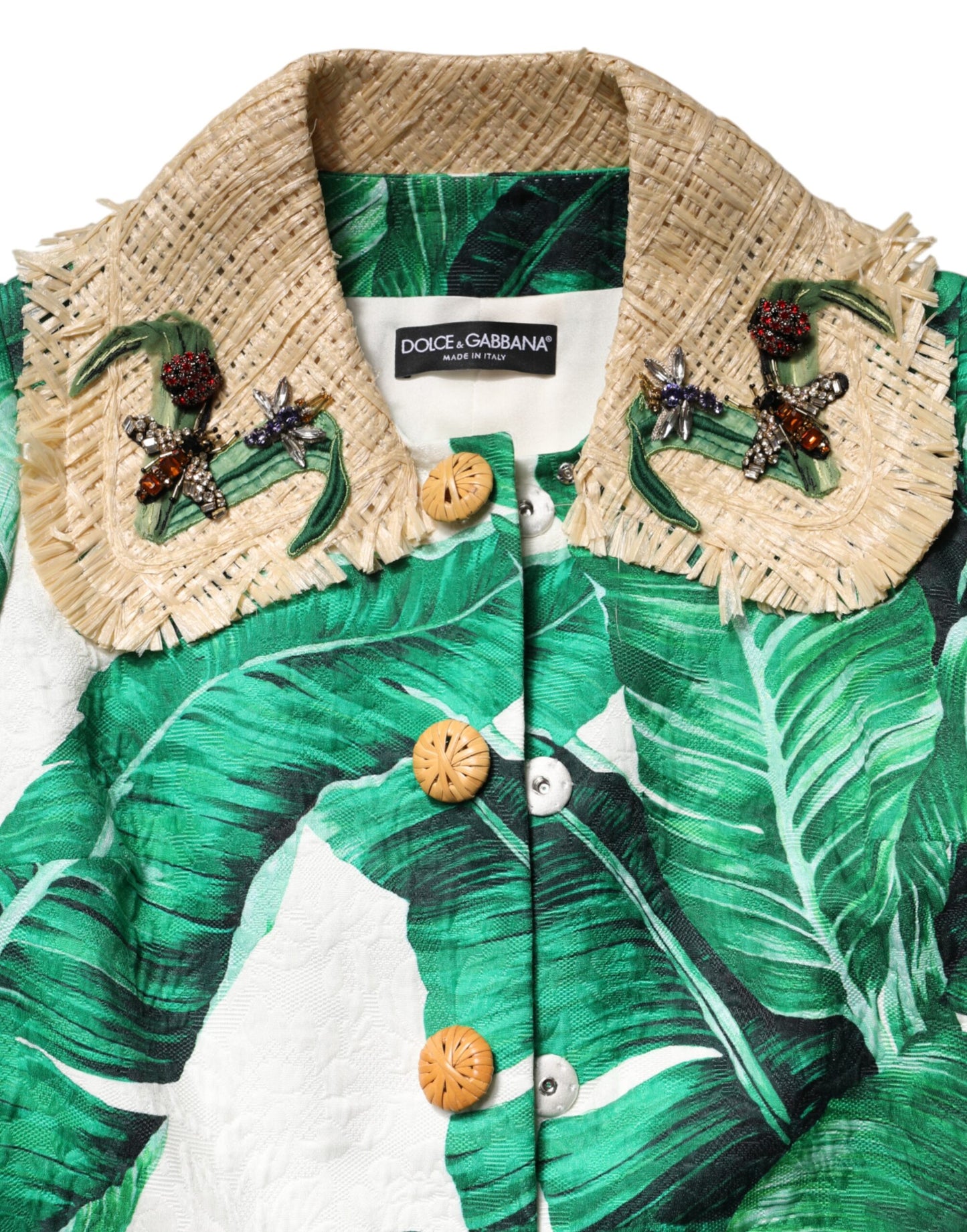 Chaqueta Trench de Dolce & Gabbana Multicolor con Estampado de Hojas y Adornos