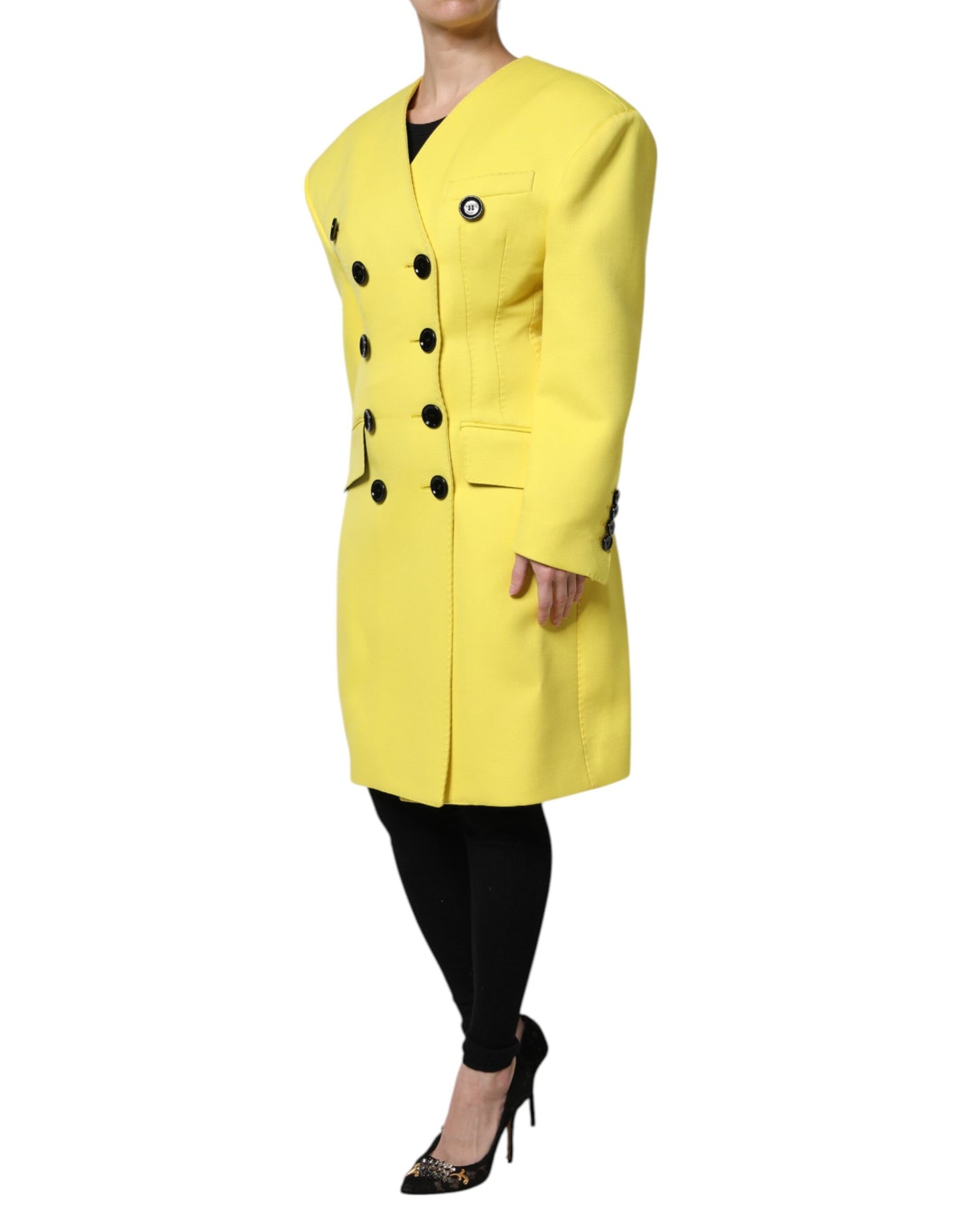 Chaqueta cruzada tipo gabardina amarilla de Dolce & Gabbana